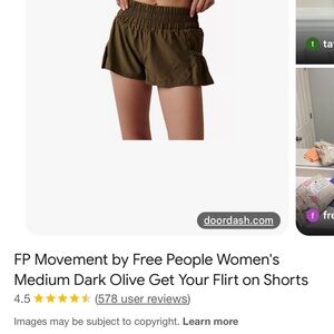 Free People olive green get your flirt on shorts